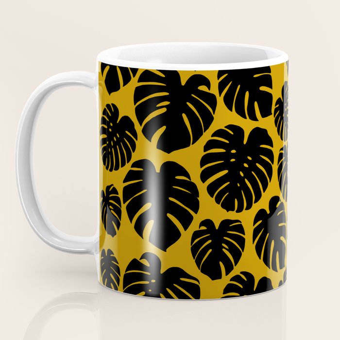 Monstera - Dark Yellow Coffee Mug Gallery Image 3