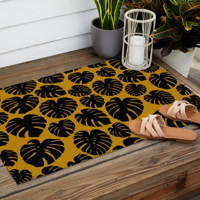 Monstera - Dark Yellow Outdoor Rug Gallery Image 2