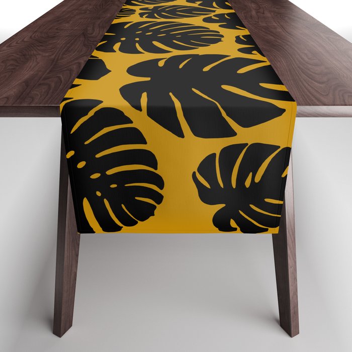 Monstera - Dark Yellow Table Runner Gallery Image 1