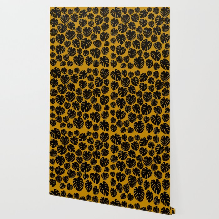 Monstera - Dark Yellow Wallpaper Gallery Image 2