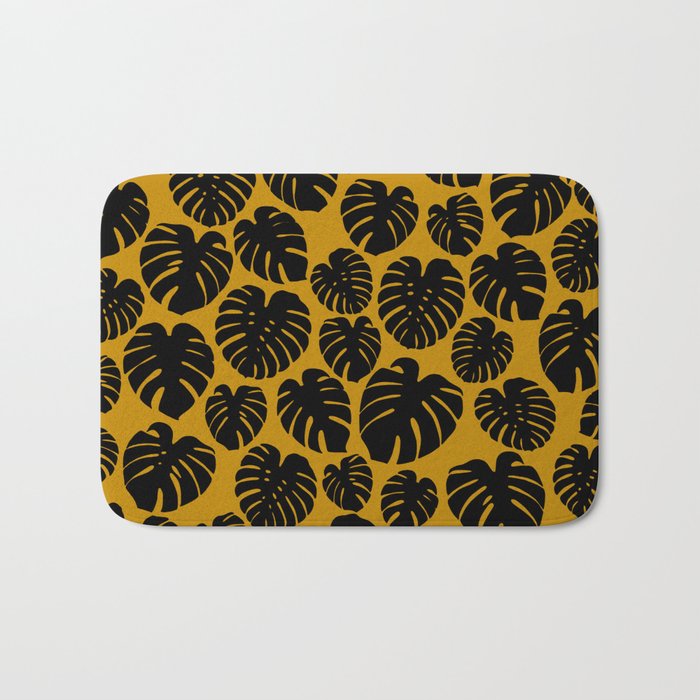 Monstera - Dark Yellow Bath Mat Gallery Image 1