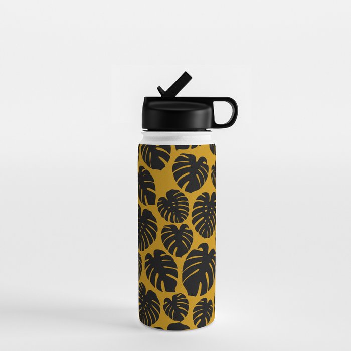 Monstera - Dark Yellow Water Bottle Gallery Image 1