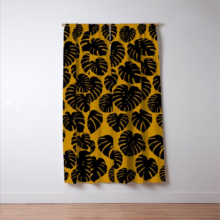 Monstera - Dark Yellow Window Curtain Gallery Image 3