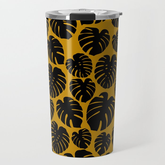 Monstera - Dark Yellow Travel Mug Gallery Image 1