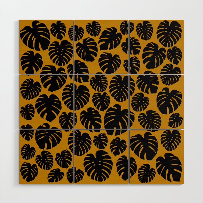 Monstera - Dark Yellow Wood Wall Art Gallery Image 1