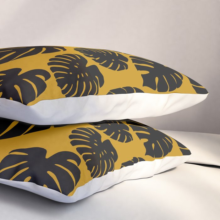 Monstera - Dark Yellow Pillow Sham Gallery Image 3