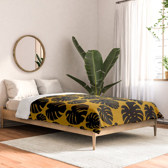 Monstera - Dark Yellow Comforter Gallery Image 2
