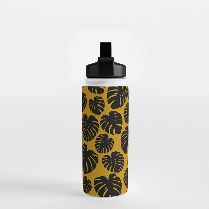 Monstera - Dark Yellow Water Bottle Gallery Image 2