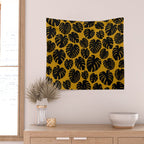 Monstera - Dark Yellow Wall Tapestry Gallery Image 2