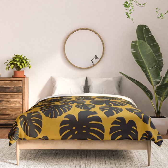 Monstera - Dark Yellow Comforter Gallery Image 3