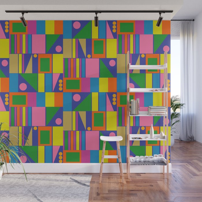 Colorful Geometric Abstract Mid Century Modtastic Retro Pattern Wall Mural Gallery Image 1