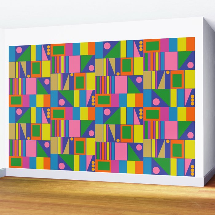 Colorful Geometric Abstract Mid Century Modtastic Retro Pattern Wall Mural Gallery Image 2