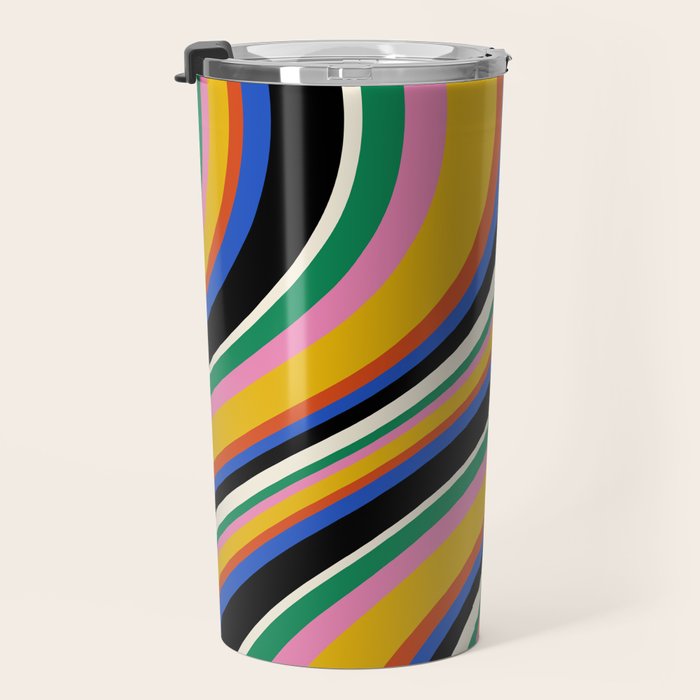 Wavy Stripes XIII - Bold Retro Travel Mug Gallery Image 3