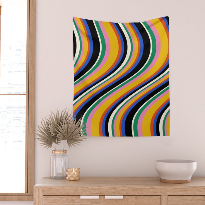 Wavy Stripes XIII - Bold Retro Wall Tapestry Gallery Image 2