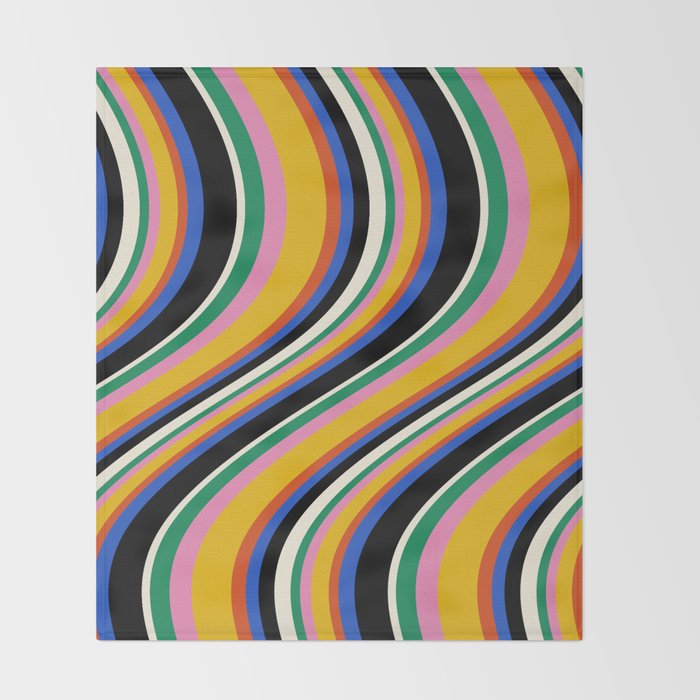 Wavy Stripes XIII - Bold Retro Throw Blanket Gallery Image 2