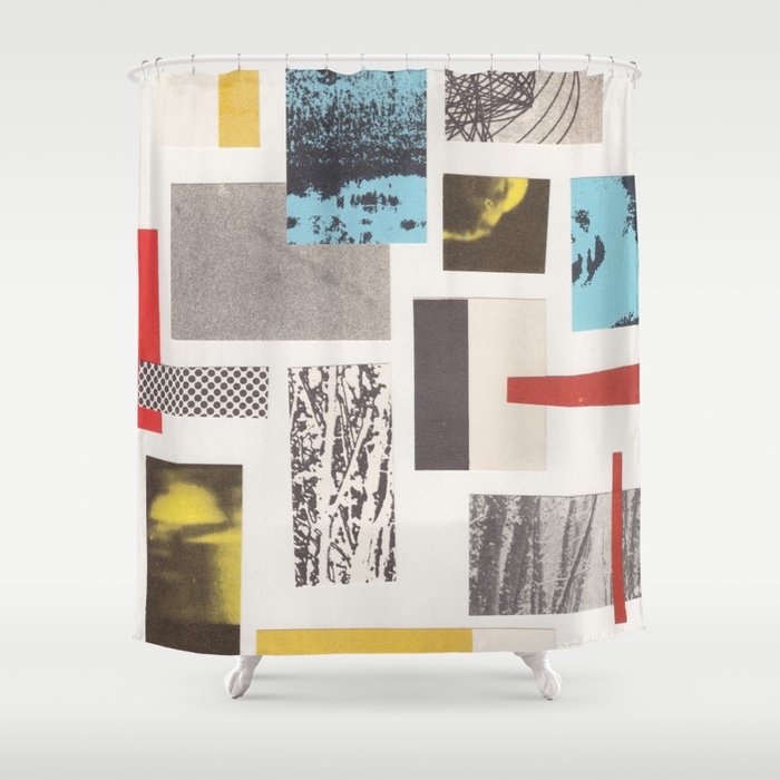 Abstract Geometric Paper Collage Shower Curtain Gallery Image 1