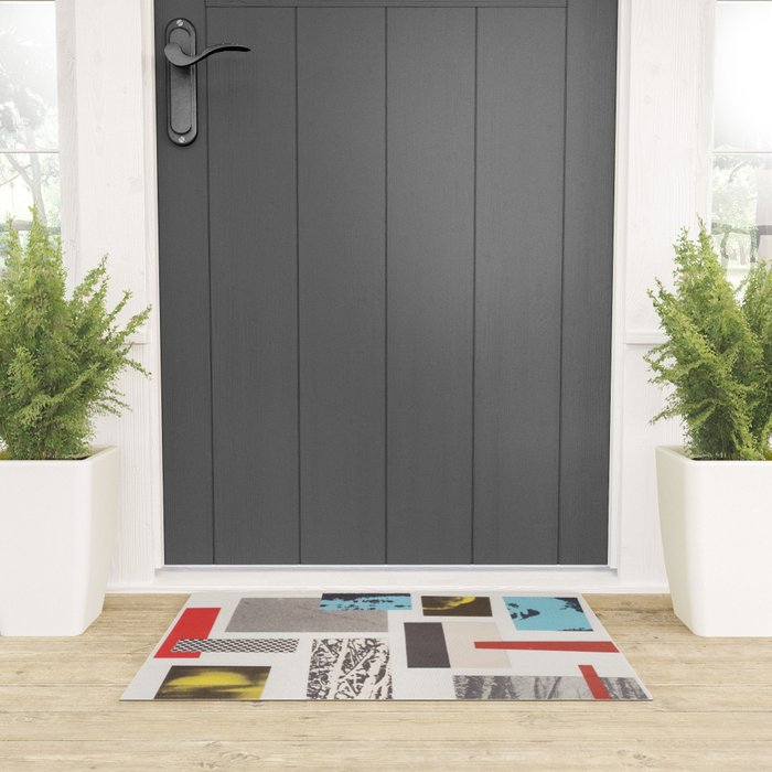 Abstract Geometric Paper Collage Welcome Mat Gallery Image 3