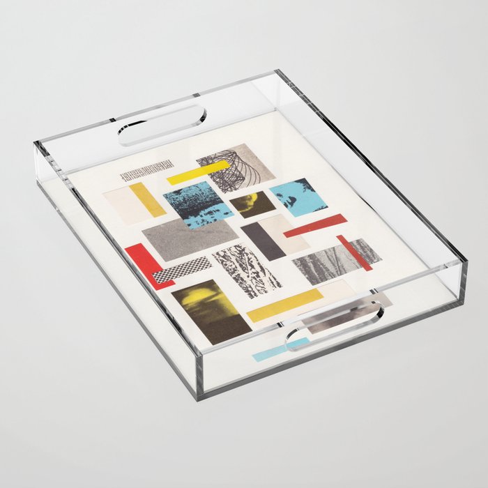 Abstract Geometric Paper Collage Acrylic Tray Gallery Image 1