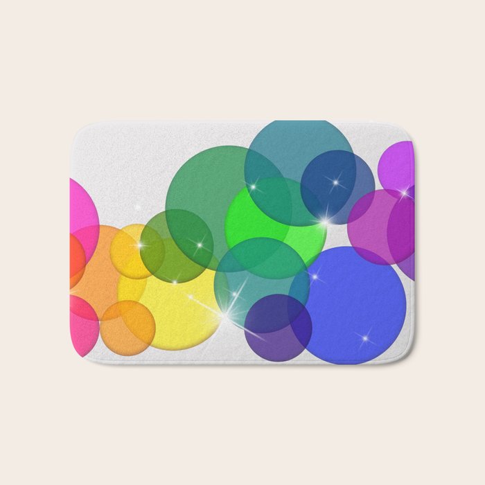 Translucent Rainbow Colored Circles with Sparkles - Multi Colored Bath Mat Gallery Image 1