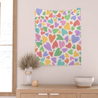 Retro Colorful Hearts Wall Tapestry Gallery Image 2