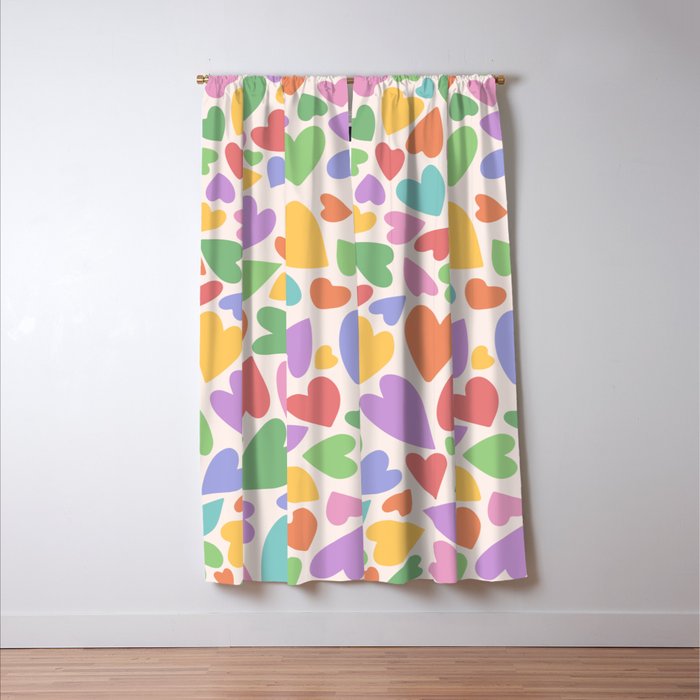 Retro Colorful Hearts Window Curtain Gallery Image 3