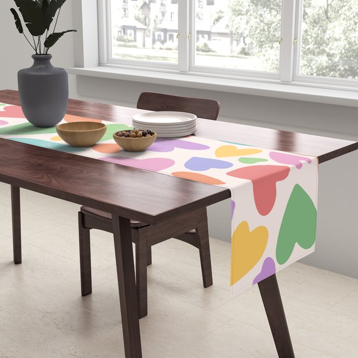 Retro Colorful Hearts Table Runner Gallery Image 2