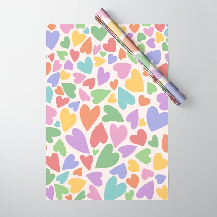 Retro Colorful Hearts Wrapping Paper Gallery Image 1