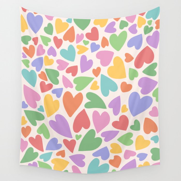Retro Colorful Hearts Wall Tapestry Gallery Image 4