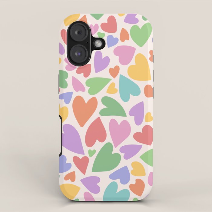 Retro Colorful Hearts iPhone Case Gallery Image 1