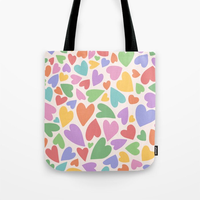 Retro Colorful Hearts Tote Bag Gallery Image 1