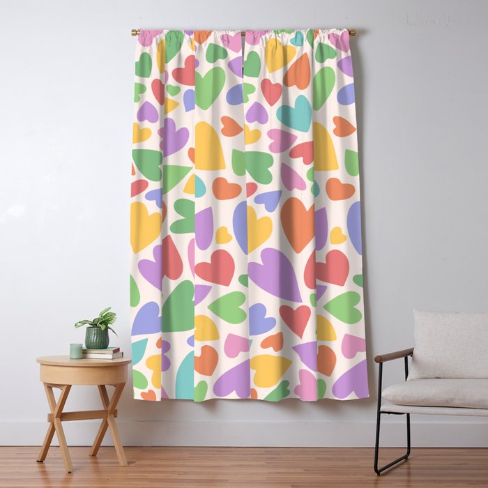 Retro Colorful Hearts Window Curtain Gallery Image 1