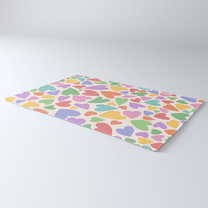 Retro Colorful Hearts Rug Gallery Image 3