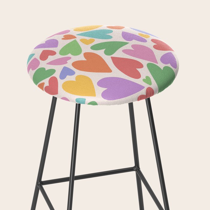 Retro Colorful Hearts Stool Gallery Image 2