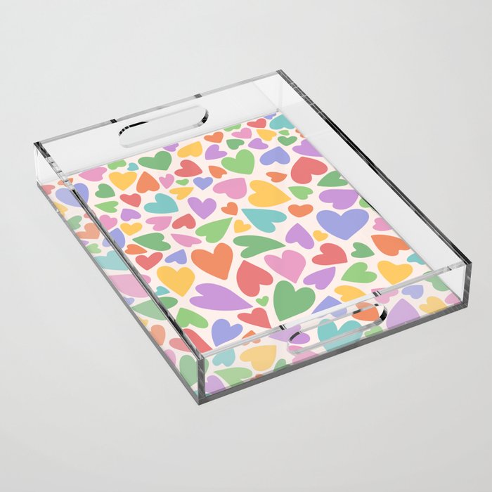Retro Colorful Hearts Acrylic Tray Gallery Image 1