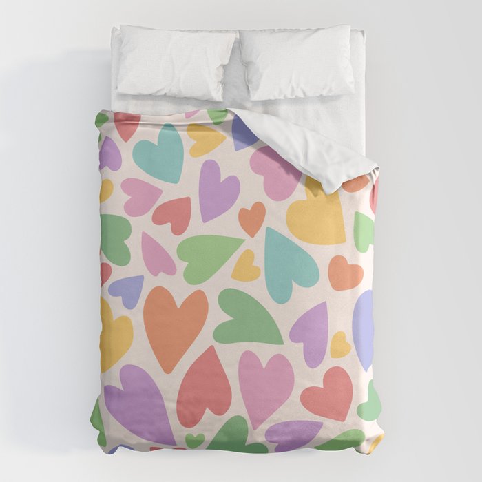 Retro Colorful Hearts Duvet Cover Gallery Image 1