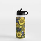 Sunflowers & Blue Irises by Vincent van Gogh Water Bottle Gallery Image 1