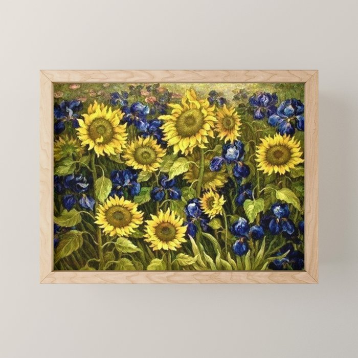 Sunflowers & Blue Irises by Vincent van Gogh Mini Art Print Gallery Image 1