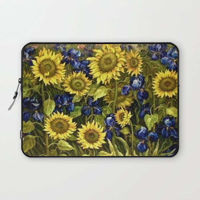 Sunflowers & Blue Irises by Vincent van Gogh Laptop Sleeve Gallery Image 1