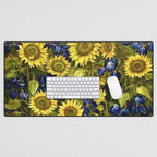 Sunflowers & Blue Irises by Vincent van Gogh Desk Mat Gallery Image 1