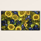 Sunflowers & Blue Irises by Vincent van Gogh Desk Mat Gallery Image 3