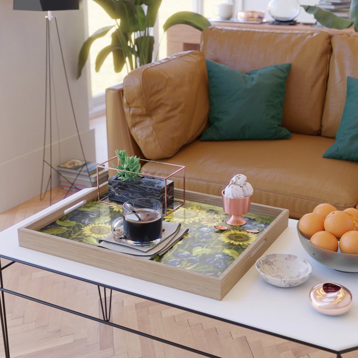 Sunflowers & Blue Irises by Vincent van Gogh Serving Tray Gallery Image 2