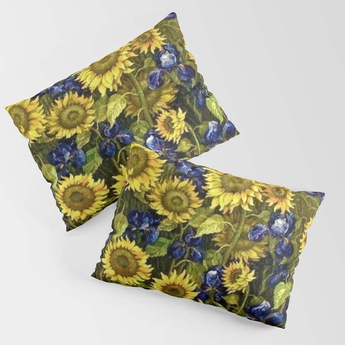 Sunflowers & Blue Irises by Vincent van Gogh Pillow Sham Gallery Image 3