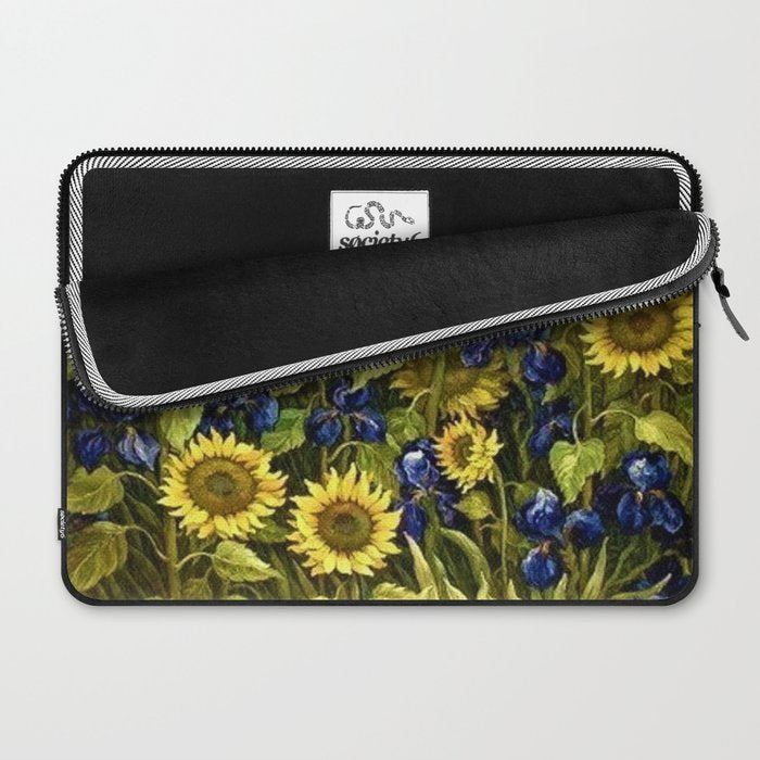 Sunflowers & Blue Irises by Vincent van Gogh Laptop Sleeve Gallery Image 2