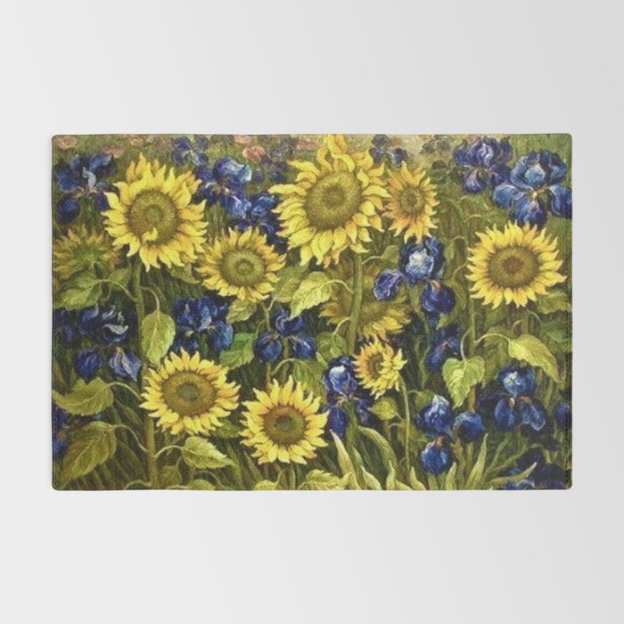 Sunflowers & Blue Irises by Vincent van Gogh Rug Gallery Image 2