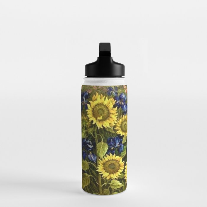 Sunflowers & Blue Irises by Vincent van Gogh Water Bottle Gallery Image 3