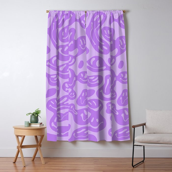 Pastel Purple Dripping Smiley Window Curtain Gallery Image 5