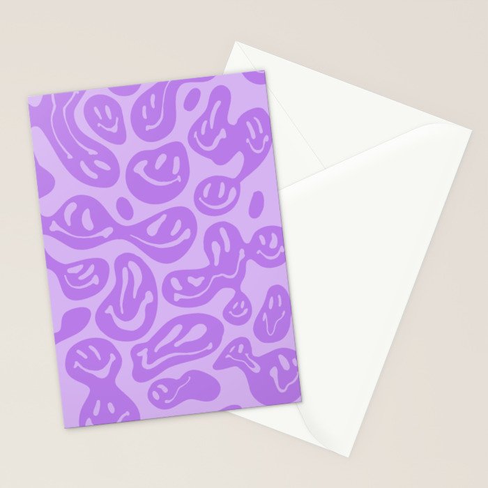 Pastel Purple Dripping Smiley Stationery Card Gallery Image 2