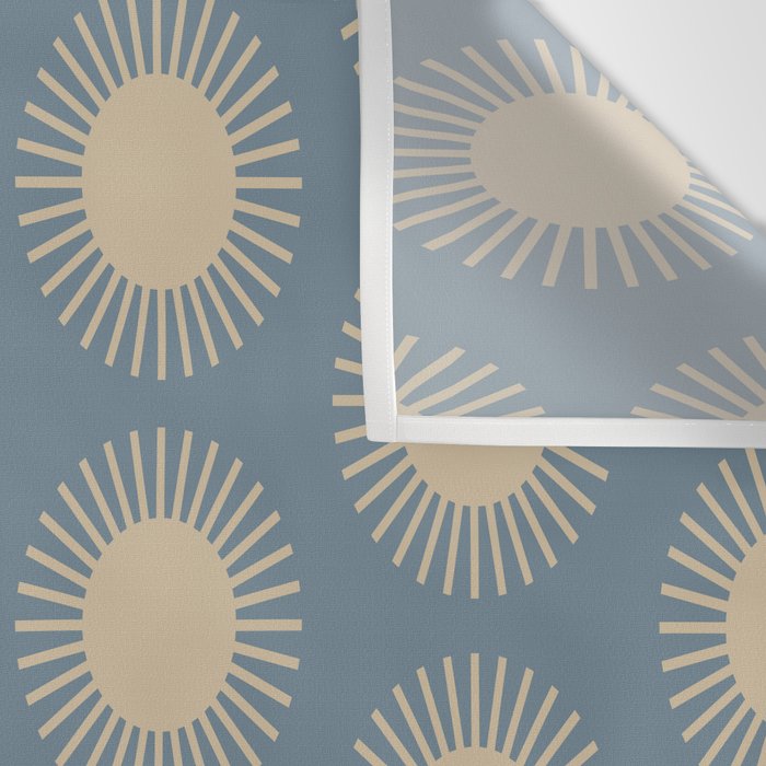 Boho Summer Sun Pattern XVII Blue and Beige Wall Tapestry Gallery Image 3