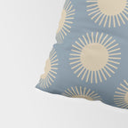 Boho Summer Sun Pattern XVII Blue and Beige Pillow Sham Gallery Image 4