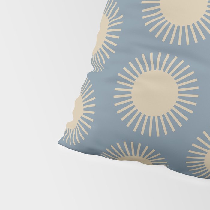 Boho Summer Sun Pattern XVII Blue and Beige Pillow Sham Gallery Image 4